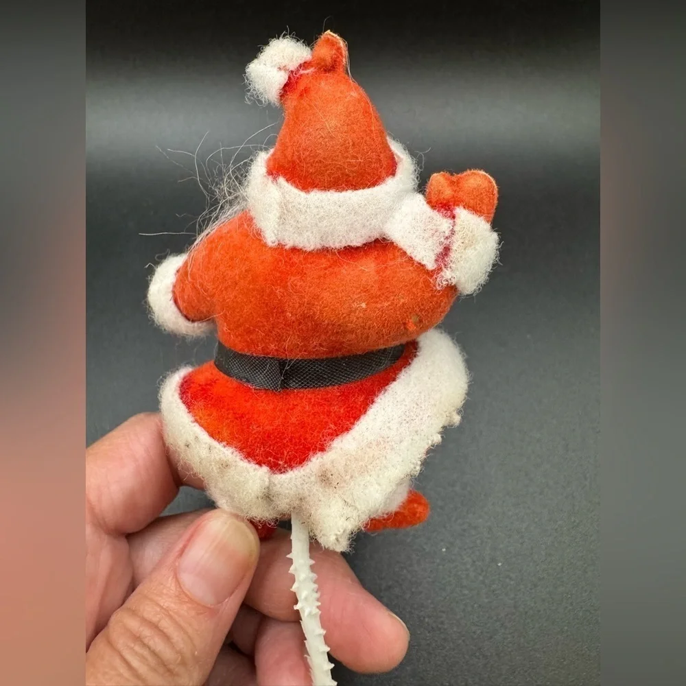 Vintage Christmas Flocked Santa Claus Pick or Ornament API Thailand